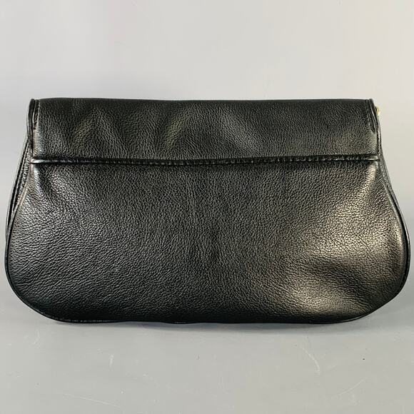 TORY BURCH Black Gold Logo Leather Clutch Handbag - Picture 2 of 4
